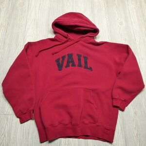 VINTAGE Vail Sweater Adult Small Fahrenheit Fashion Red Hooded Sweatshirt Hoodie